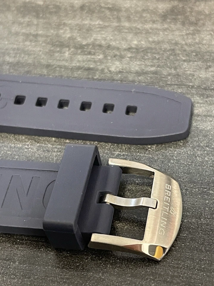 Correa de goma azul marino Breitling OEM 20 MM Diver Pro con hebilla Tang OEM Foto 4 de 4