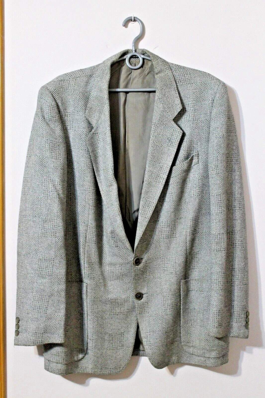 SAINT LAURENT (YSL) Blazer cappotto sportivo vintage Yves Saint Laurent da uomo grigio a quadretti taglia. XL