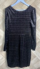 NEXT Black Check Glitter Shedding Party Evening Midi Dress Size 12 New Christmas