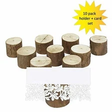 Wrapables Rustic Wooden Holders with Table Name Place Cards 10pk