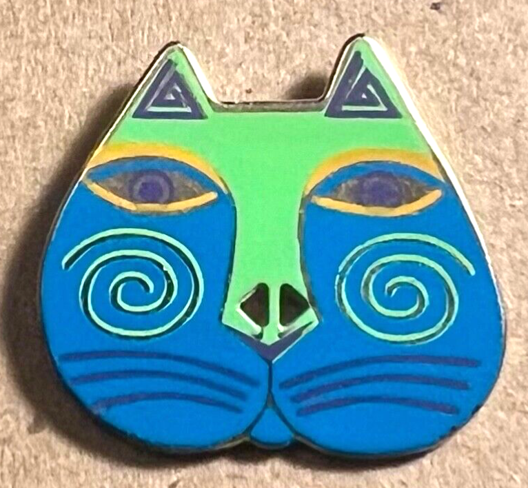 Colorful Laurel Burch CAT Metal Realistic Button Dill Back Marked  1  1/8”