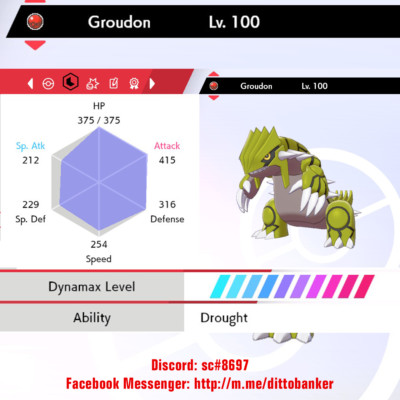 Pokemon Sword/Shield 6IV  Groudon ULTRA SHINY / Adamant (Dig. Item) *NEW* 