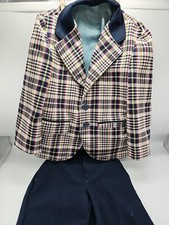 1970's Boys Size 5 Plaid Suit Jacket Blue Pants