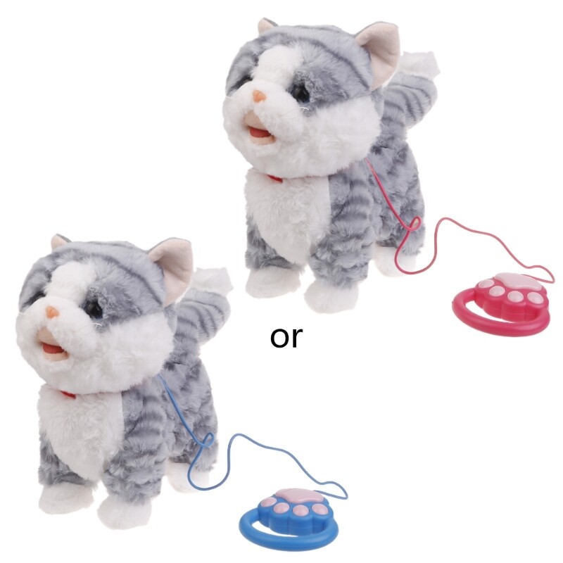 Electric Singing Cat Toy Walking Animal with Leash Rope Talking