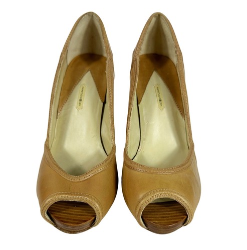 MaxStudio Beige Leather Peep Toe Platform Pumps– Size 6 - Picture 2 of 8
