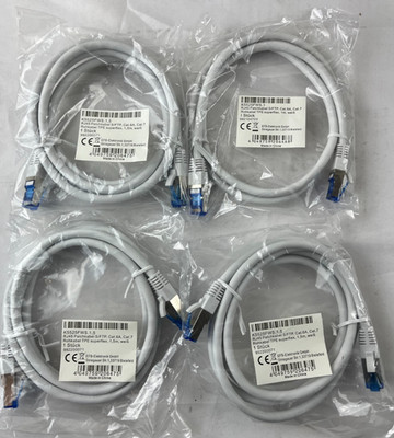 4x EFB K5525FWS NEW Cat.6A S/FTP Patch Cable 1.5m White 10 Gigabit Ethernet