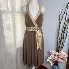 Y2K Vintage BCBG Paris Halter Dress A Line Ribbon Tie Waist Fairy Women's Size 6