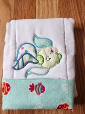 Baby Burp Pad  Embroidered Silly Fish
