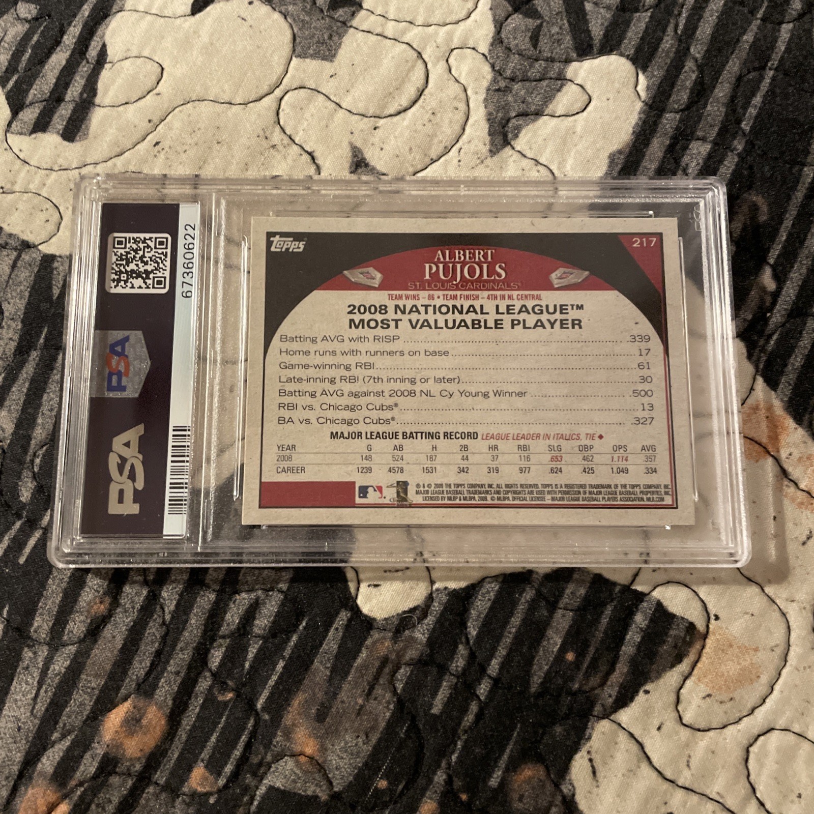 2009 POP 1👈TOPPS TARGET⚾️ALBERT PUHOLS #217 RETRO LOGO PSA 8(ONLY 5 ⬆️)RARE!! view 2
