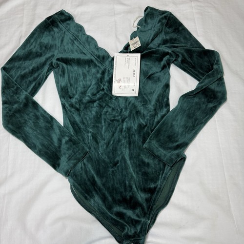 Bodywear bi Energie vintage anni 90 velluto verde manica lunga nuovo con etichette fondo di magazzino - Foto 2 di 6