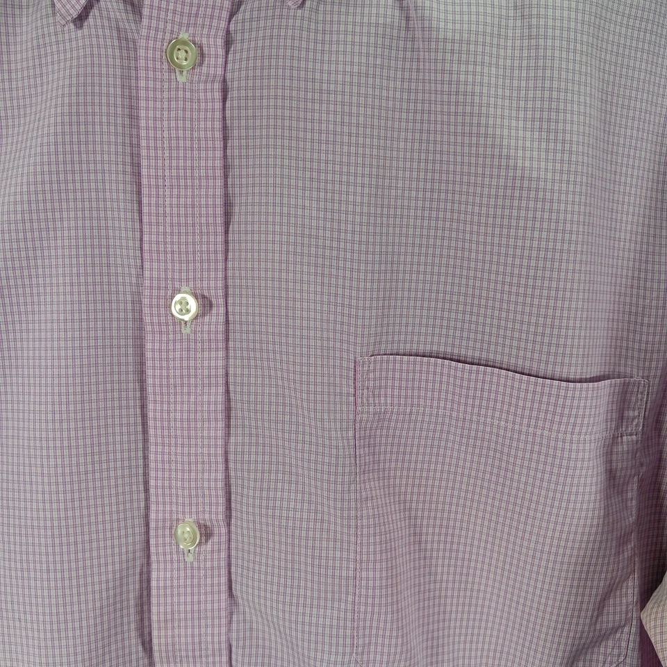 Thomas Pink Superfine Two Fold 170s Dress Shirt Mens 16 Pink Purple Plaid Cotton - Image 2 of 4