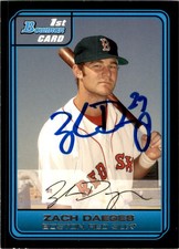 Zack Daeges 2006 Bowman Chrome Draft Picks & Prospects 5 #DP30 Auto Boston Red