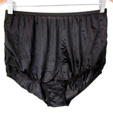 VTG VANITY FAIR 13-001 BLACK Hi Waist Sheer GRANNY LACE Leg Panties Sz 7 / 44