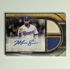 Marcus Semien 2025 Topps Museum Collection Gold Dual Relic Auto /50 Rangers