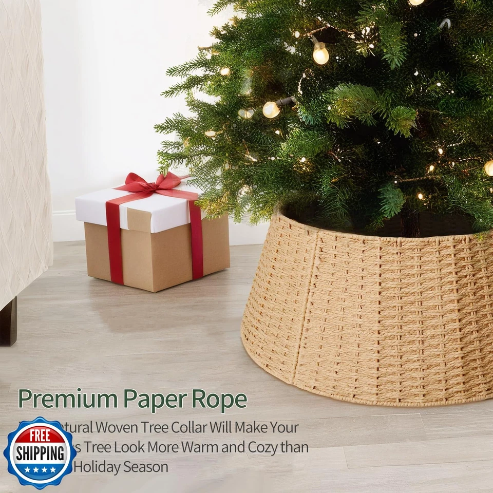 Christmas Tree Collar, 28in Farmhouse Detachable Handwoven Christmas Tree Bas - Image 3 of 4