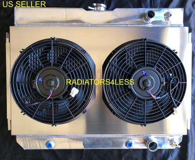 #ad CHAMPION 3 ROW RADIATOR SHROUD amp; 12quot; FANS 63 64 65 66 67 68 CHEVY IMPALA LS SWAP $539.00