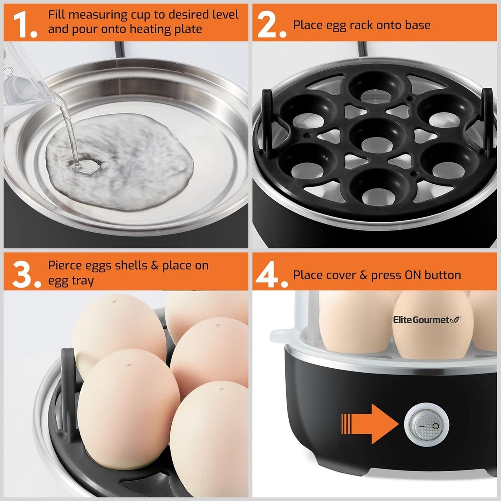 EGC115B Easy Egg Cooker Electric 7-Egg Capacity Soft Medium Hard-Boiled Egg... EGC115B Easy Egg Cooker Electric 7-Egg Capacity Soft Medium Hard-Boiled Egg...