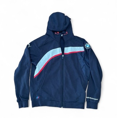 PUMA X BMW TEAM MOTORSPORT ORIGINAL HOODED BLUE SWEAT JACKET Sz M