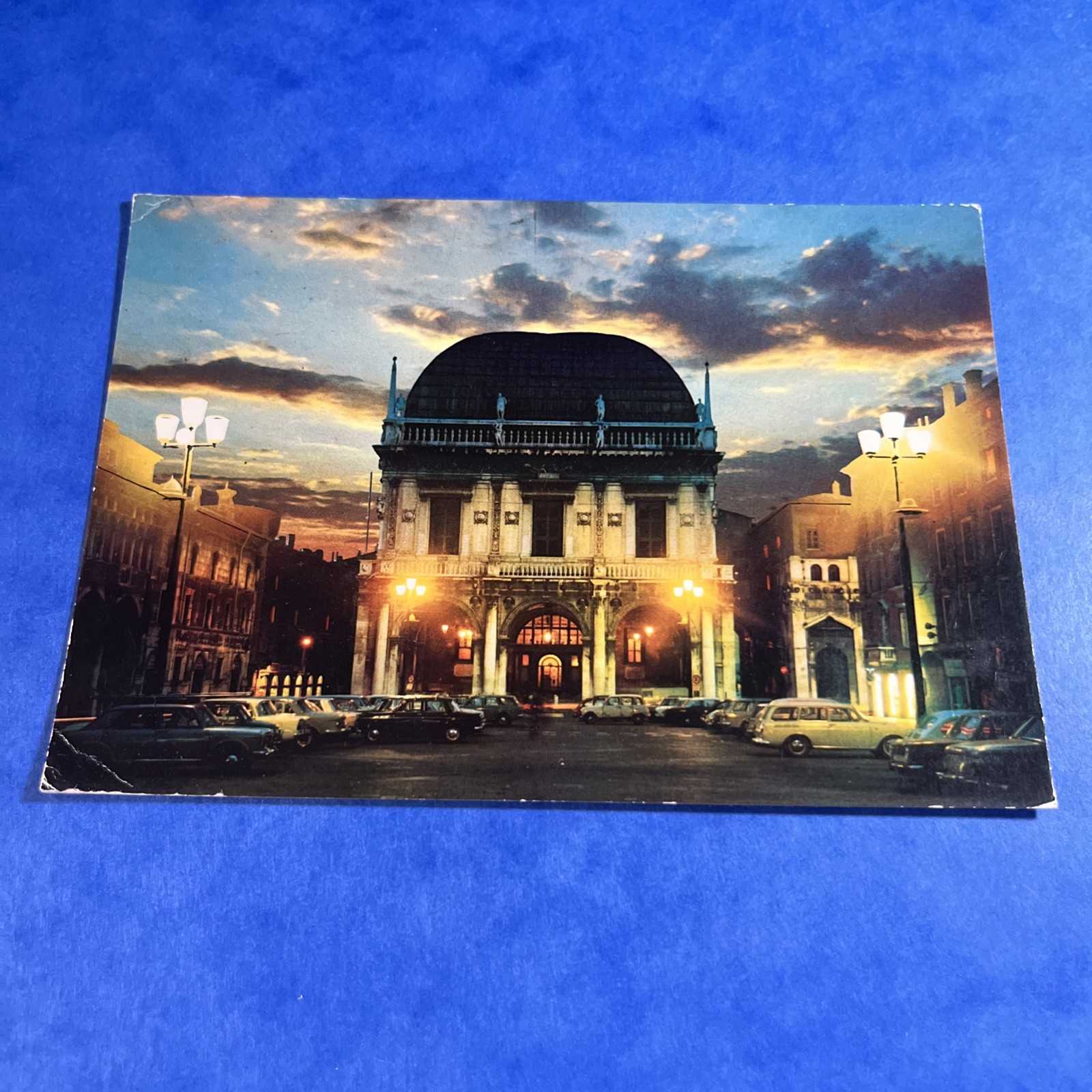 CARTOLINA COLORI COLLEZIONE BRESCIA PIAZZA DELLA LOGGIA - NOTTURNO