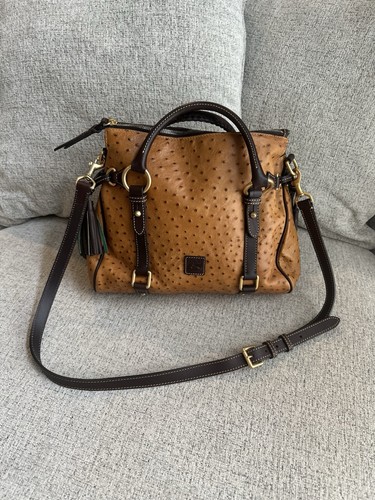 Dooney & Bourke Florentine Straußenleder Handtasche Umhängetasche Braun