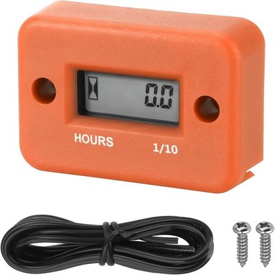 Car Digital Inductive Hour Meter Waterproof IP68, for Gas Engine Color: Orange