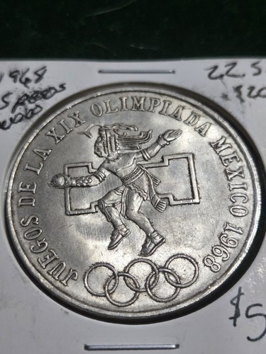 1968 Mexican 25 Pesos Silver Olympic Coin 72% silver 22 grams