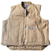 Big Smith Quilted Canvas Workwear Vest Men s 2XL Brown Full Zip Utility Jacket