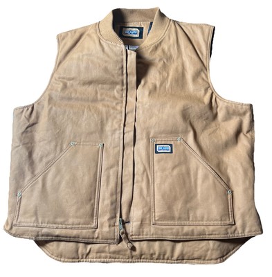 Big Smith Quilted Canvas Workwear Vest Men s 2XL Brown Full Zip Utility Jacket