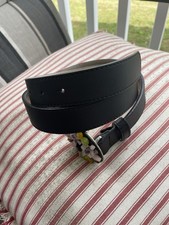 TALBOTS BLACK LEATHER BELT STONE LBUCKLE TOTAL LENGTH 40.5 Very Nice