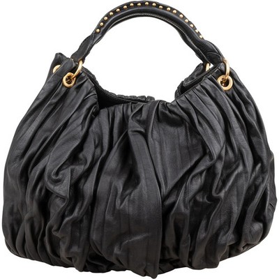 Miu Miu Nappa Leather Studded Hobo Handbag Tasche