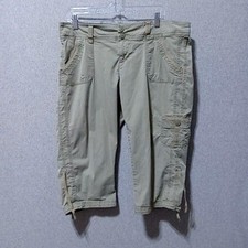Sonoma Life  Style Capri Pants Womens Petite 16P Beige Cargo Drawstring