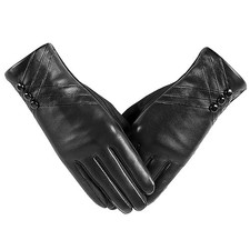 Winter Leather Gloves for Women,With Touchscreen Texting Small-Medium Black