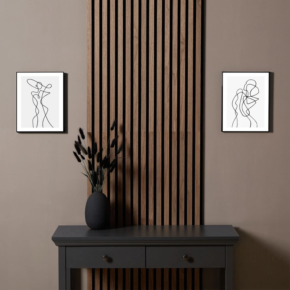 Wandpaneele Holz 3D Wandverkleidung 2er Set Akustik Paneele Braun Homestyle4u - Bild 2 von 4