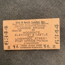 Railway.   Ticket,   (  London. Bridge. To. Moorgate.  Liverpool. St. .  )