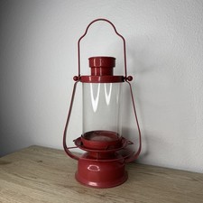 Backyard Glory Red Lantern Bird Feeder Glass Hopper 1.5lb Capacity Metal Hanging