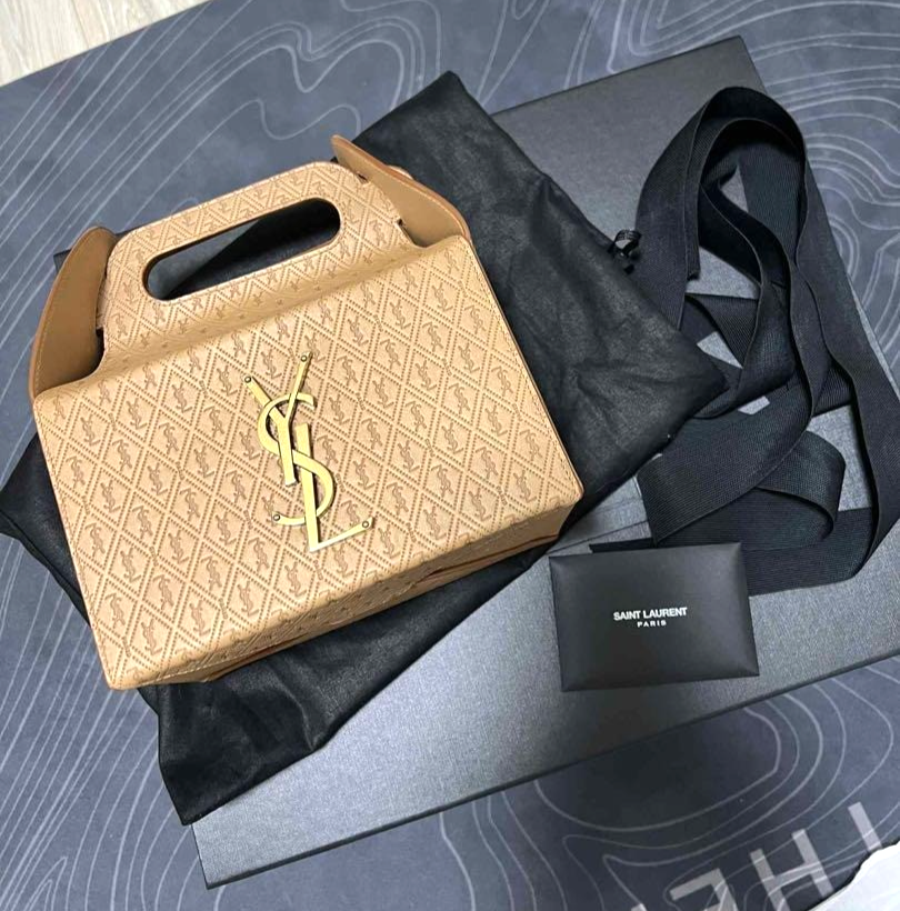 SAINT LAURENT Takeaway Box Bag Leather DUSTY VINTAGE w/Dust Bag