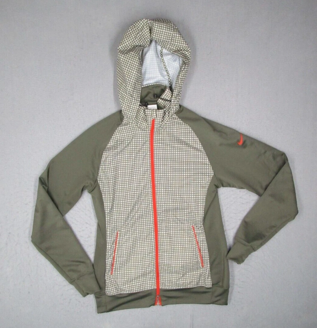 Nike Golf Jacket Mens Medium Green Full Zip Hooded Windbreaker Sport Travel