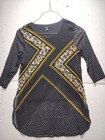 Alfani Top Womens Size PL Large Petite Black Geometric Floral Blouse 3/4 Sleeve