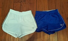 Justice Size 7, 2 Pairs Running Mesh Shorts NWOT white and blue