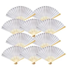 Quasimoon Paper Hand Fans for Women (9-Inch Premium, White, 10-Pack) - Ideal ...
