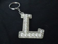 LETTER L INITIAL FAUX PEARL KEYCHAIN
