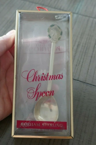 1971 Gorham Sterling Silver & Enameled Christmas Spoon In Original Box