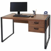 Schreibtisch Computertisch HWC-A27, 76X122X73Cm 3D-Struktur, Wildeiche-Optik