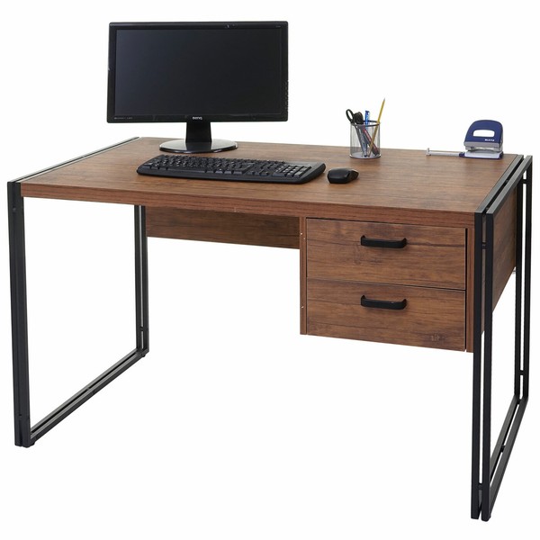 Schreibtisch Computertisch HWC-A27, 76X122X73Cm 3D-Struktur, Wildeiche-Optik-image