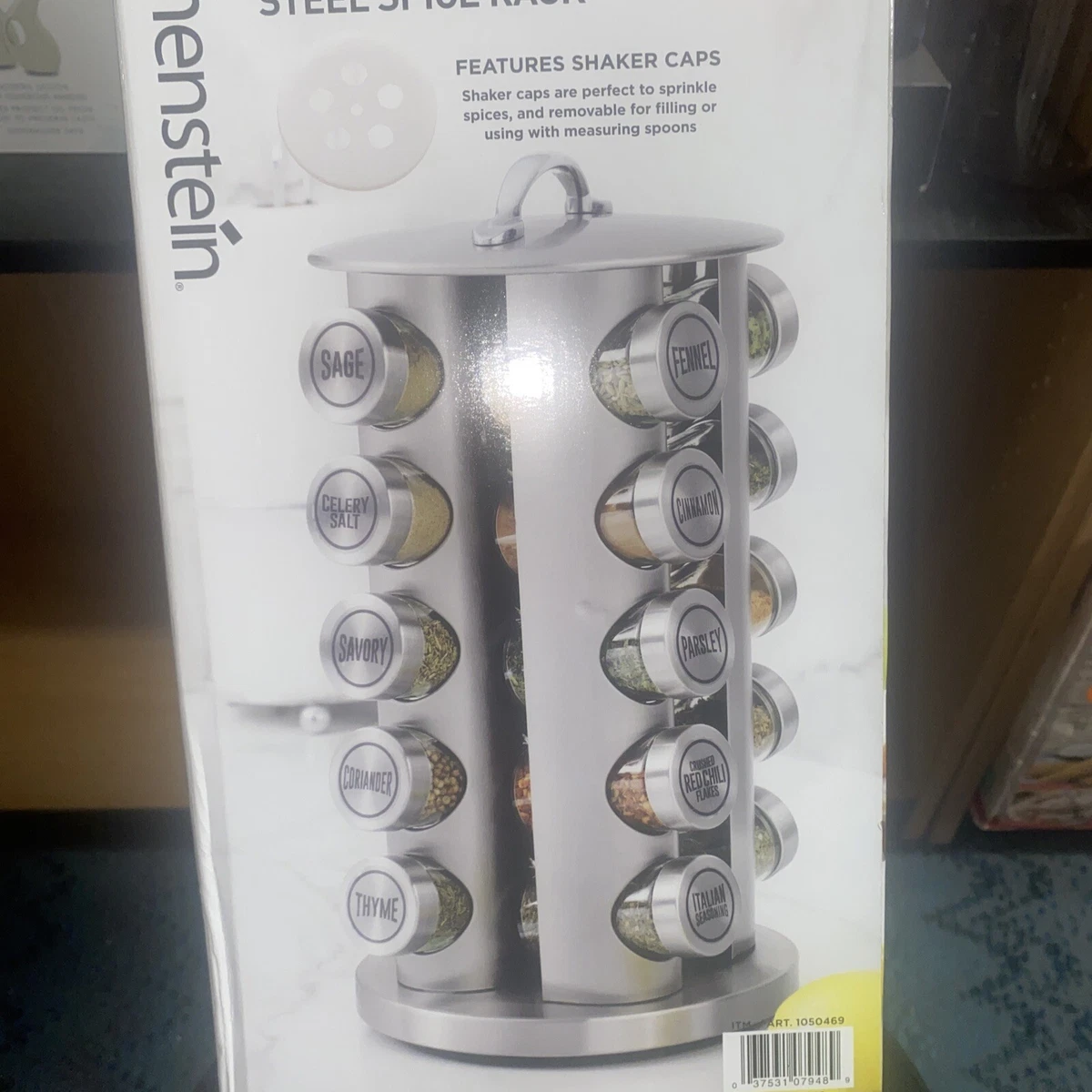 Kamenstein 20 Jar Revolving Stainless Steel Spice Rack Brand New - FREE  SHIPPING