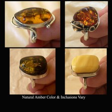 BALTIC MULTICOLOR BUTTERSCOTCH HONEY AMBER STERLING SILVER MODERN HANDMADE RING