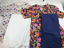 2 Sets Scrubs Matching Coordinated Tops/Pants Different Designs/Colors Sz S/XS