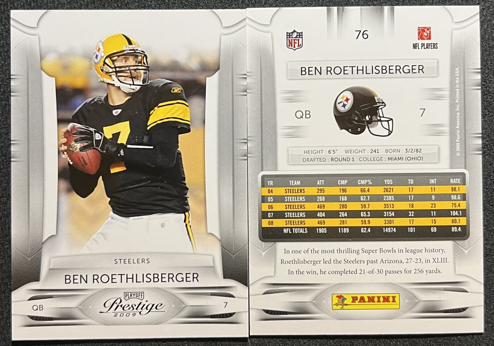 2009 PANIN PLAYOFF PRESTIGE BEN ROETHLISBERGER (STEELERS) #76 NM/MT