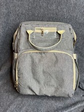 3-in-1 Diaper Bag Backpack Organizer with Travel Bed / Changing Station in Gray