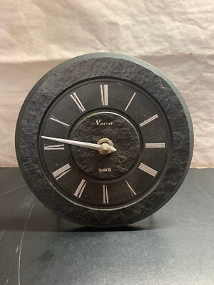 quarz Uhr von Vaerst - 14 cm Schiefer Made in Wes-Germany 70er